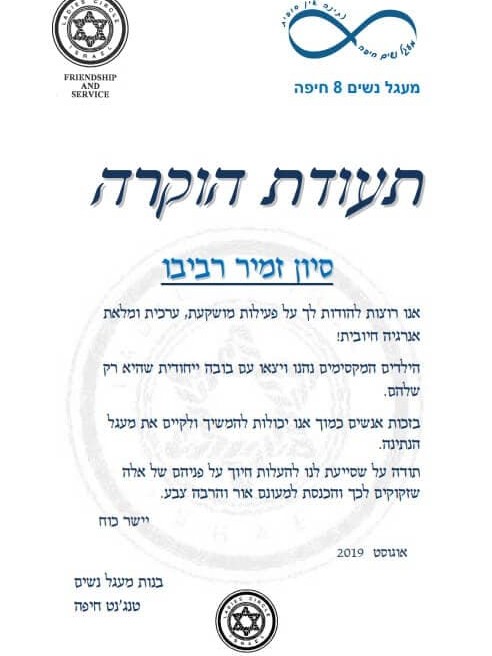 המלצה ממעגל נשים 8 חיפה